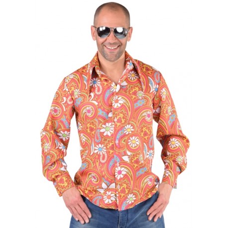 Déguisement chemise hippie paisley homme 70's luxe