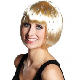 Perruque blonde courte à strass femme