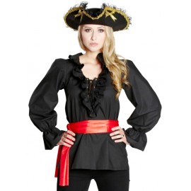 Déguisement chemise pirate noire femme