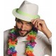 Chapeau borsalino blanc bande fluo vert adulte