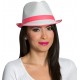 Chapeau borsalino blanc bande fluo rose adulte