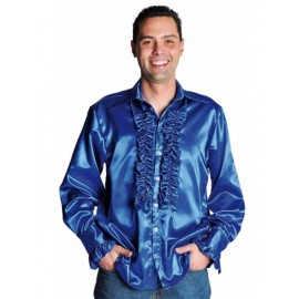 Déguisement chemise disco bleu cobalt homme luxe