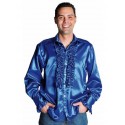 Déguisement chemise disco bleu cobalt homme luxe