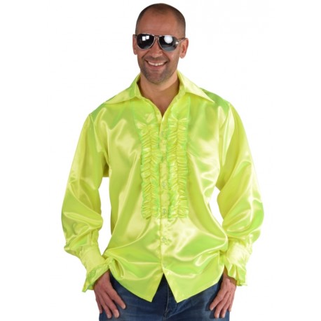 Déguisement chemise disco fluo jaune homme luxe