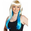 Perruque blond platine et bleue femme