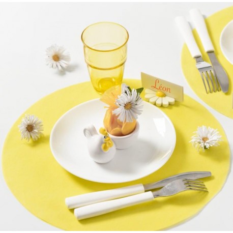 Set de table rond jaune en intissé 34 cm les 50