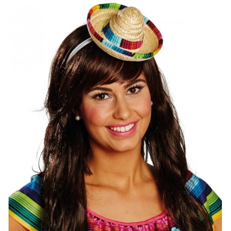 Mini chapeau mexicain Sombrero en paille femme