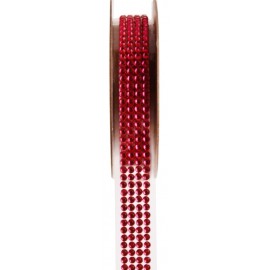 Ruban strass autocollant rouge 15 mm x 1 M