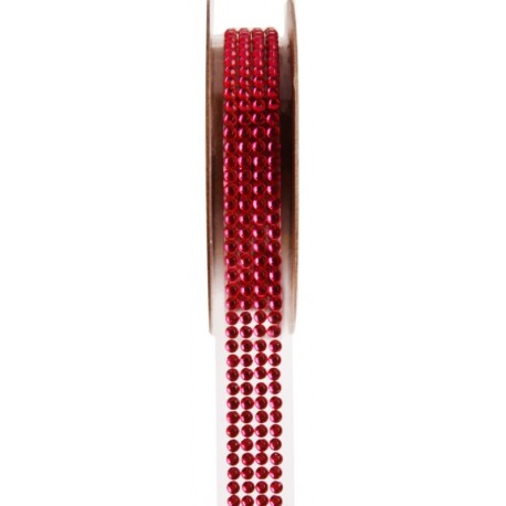 Ruban strass autocollant rouge 15 mm x 1 M