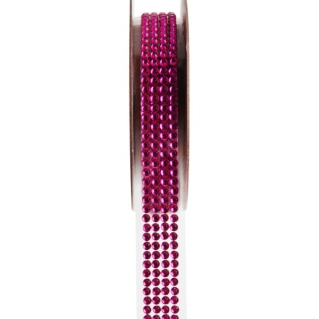 Ruban strass autocollant fuchsia 15 mm x 1 M