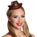 Mini chapeau cowboy brun femme