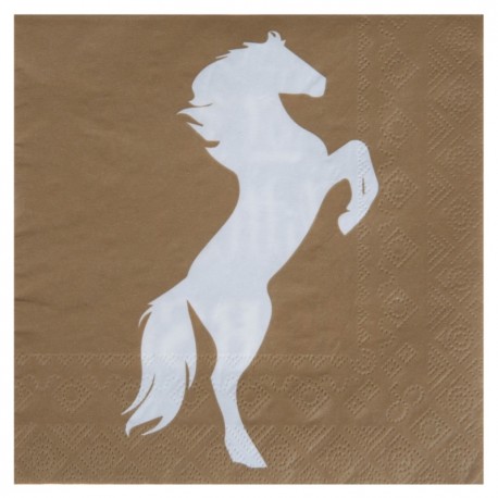 Serviette de table équitation kraft naturel papier les 20