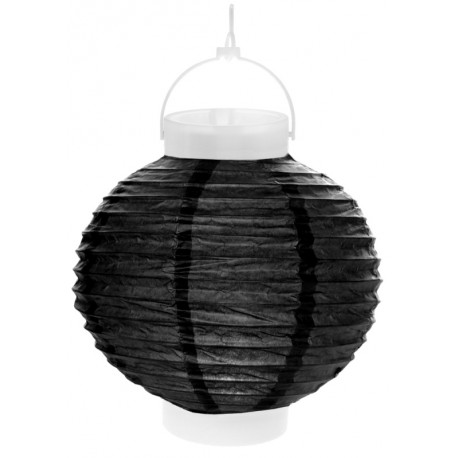 Lampion lumineux boule papier noir 20 cm