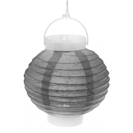 Lampion lumineux boule papier gris 20 cm