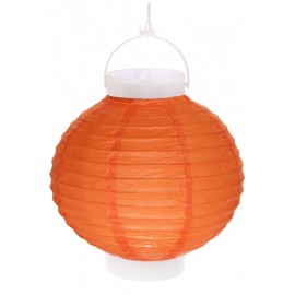 Lampion lumineux boule papier orange 20 cm