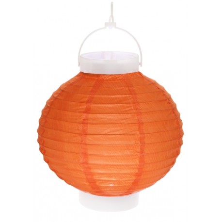 Lampion lumineux boule papier orange 20 cm