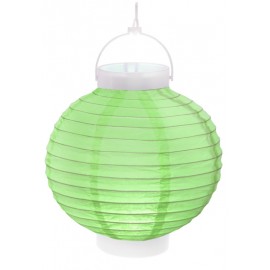 Lampion lumineux boule papier vert 20 cm