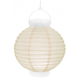 Lampion lumineux boule papier ivoire 20 cm