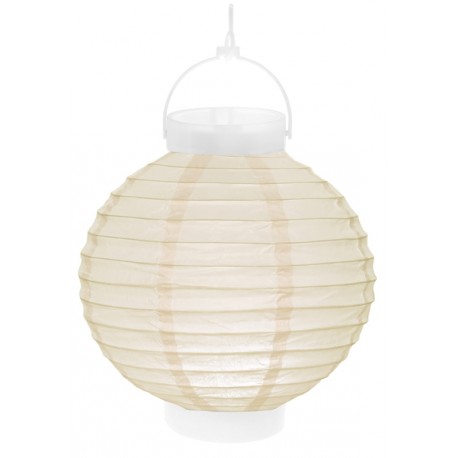 Lampion lumineux boule papier ivoire 20 cm