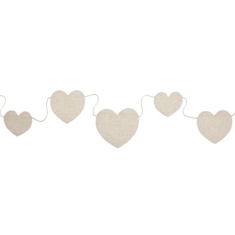 Guirlande coeur coton naturel 150 cm