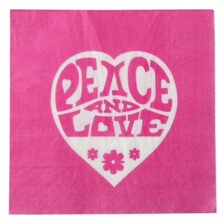 Serviette de table hippie fuchsia papier les 20