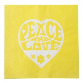 Serviette de table hippie jaune papier les 20