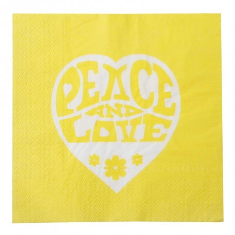 Serviette de table hippie jaune papier les 20