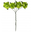 Mini roses vert anis en papier sur tige les 20