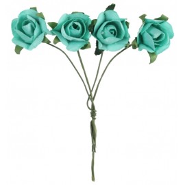 Mini roses menthe en papier sur tige les 20