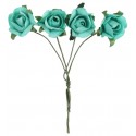 Mini roses menthe en papier sur tige les 20