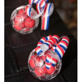 Boule à dragées ballon de foot plexi transparent 5 cm les 3