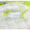 Boîtes à dragées bonbon transparent ruban vert anis les 4