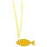 Étiquettes poisson jaune carton avec ruban les 12