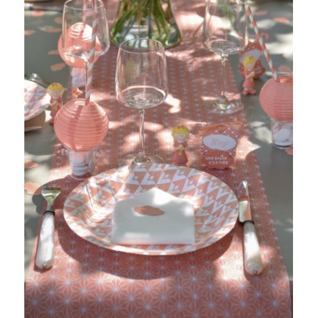 Chemin de table vintage corail intissé 5 M