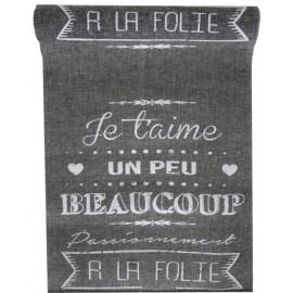 Chemin de table Je t'aime Gris en tissu 3 M