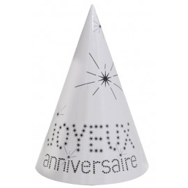 Chapeaux joyeux anniversaire carton blanc les 10