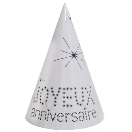 Chapeau joyeux anniversaire carton blanc les 10