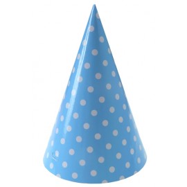 Chapeaux de fête à pois carton bleu ciel les 10