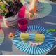 Set de table rayé rond turquoise 34 cm les 6