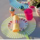 Set de table rayé rond vert anis 34 cm les 6