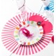 Set de table rayé fuchsia rond 34 cm les 6