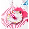 Set de table rayé fuchsia rond 34 cm les 6