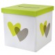 Tirelire coeur vert anis et gris carton 20 cm