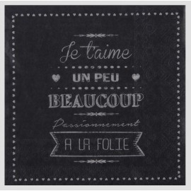 Serviette de table je t'aime noire papier les 20