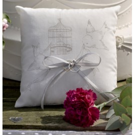 Coussin alliances cage et oiseaux