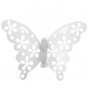 Papillons blancs métallisés sur pince les 4