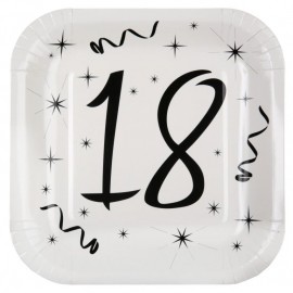 Assiette carton anniversaire 18 ans 23 cm les 10