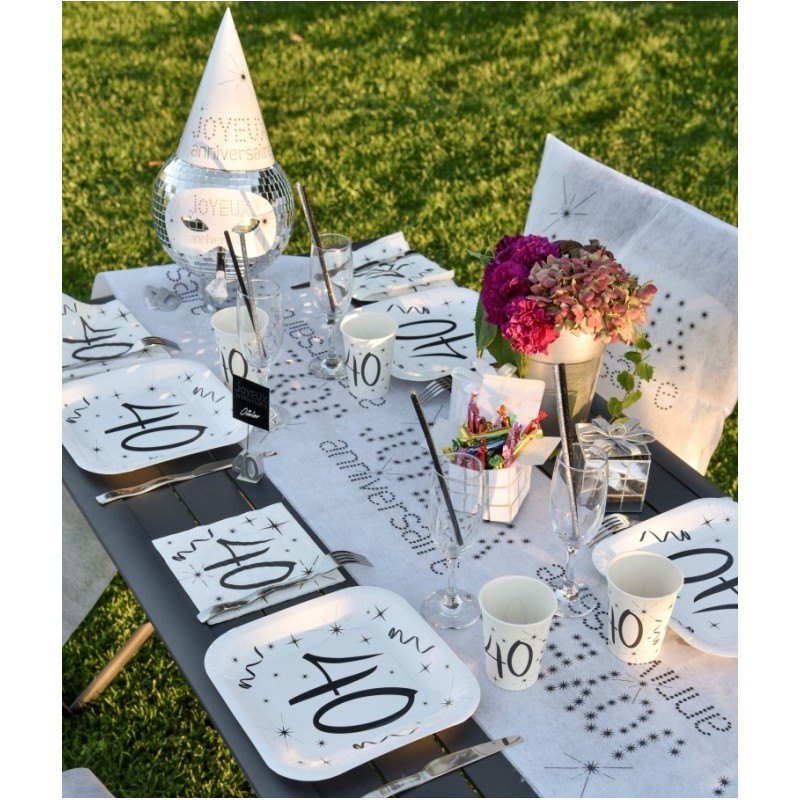 Serviette en papier anniversaire 40 ans les 20 : Serviettes de table