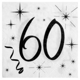 Serviette en papier anniversaire 60 ans les 20