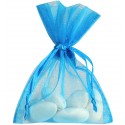 Grands sachets organdi turquoise les 6